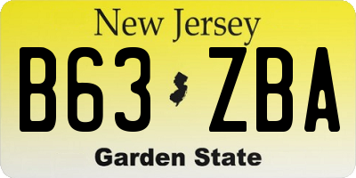NJ license plate B63ZBA
