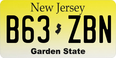 NJ license plate B63ZBN