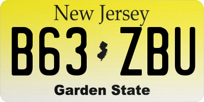 NJ license plate B63ZBU