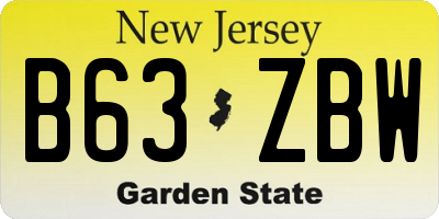NJ license plate B63ZBW