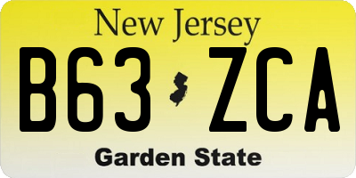 NJ license plate B63ZCA