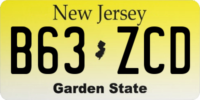 NJ license plate B63ZCD