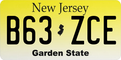 NJ license plate B63ZCE