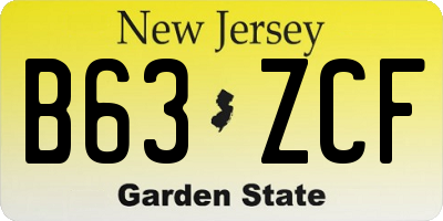 NJ license plate B63ZCF
