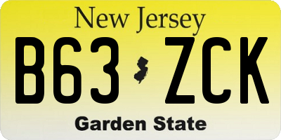 NJ license plate B63ZCK