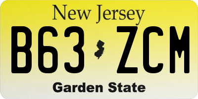 NJ license plate B63ZCM
