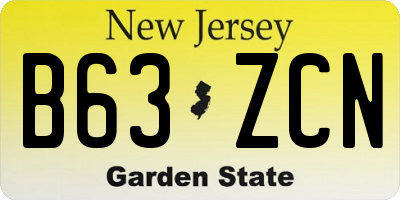 NJ license plate B63ZCN