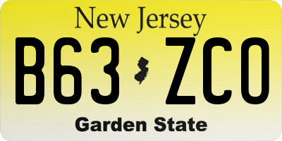 NJ license plate B63ZCO