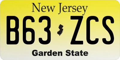NJ license plate B63ZCS