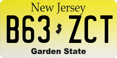 NJ license plate B63ZCT