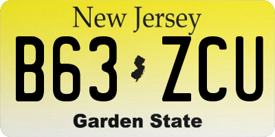 NJ license plate B63ZCU