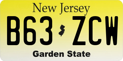 NJ license plate B63ZCW