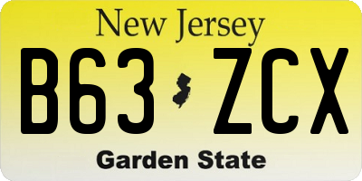 NJ license plate B63ZCX