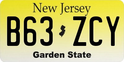NJ license plate B63ZCY