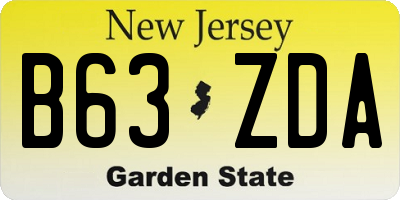 NJ license plate B63ZDA