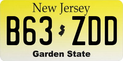 NJ license plate B63ZDD