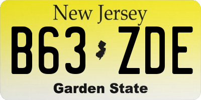 NJ license plate B63ZDE