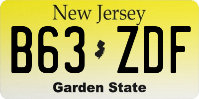 NJ license plate B63ZDF