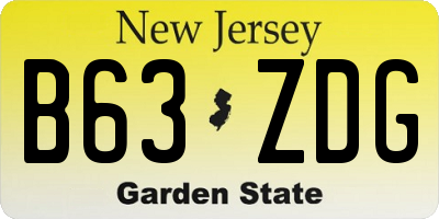 NJ license plate B63ZDG