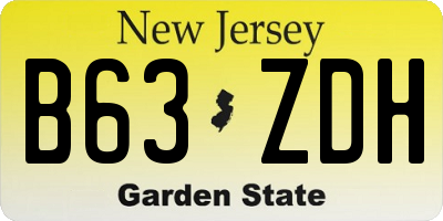 NJ license plate B63ZDH
