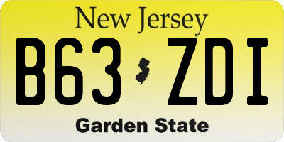 NJ license plate B63ZDI