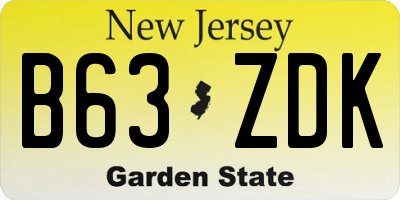 NJ license plate B63ZDK