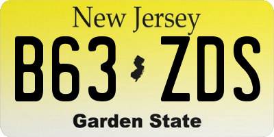 NJ license plate B63ZDS