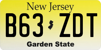 NJ license plate B63ZDT