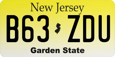NJ license plate B63ZDU
