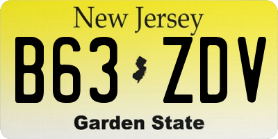 NJ license plate B63ZDV