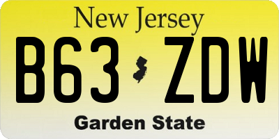 NJ license plate B63ZDW