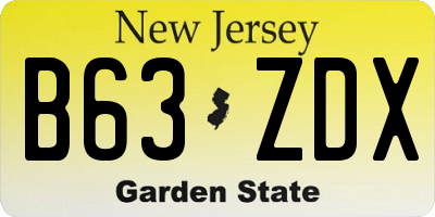 NJ license plate B63ZDX