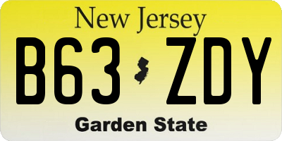 NJ license plate B63ZDY