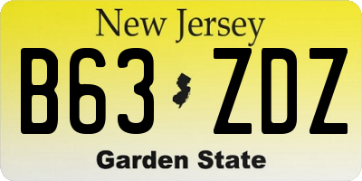 NJ license plate B63ZDZ