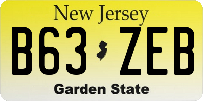 NJ license plate B63ZEB