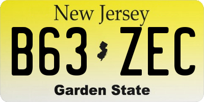 NJ license plate B63ZEC