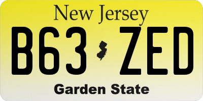 NJ license plate B63ZED
