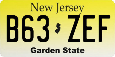 NJ license plate B63ZEF