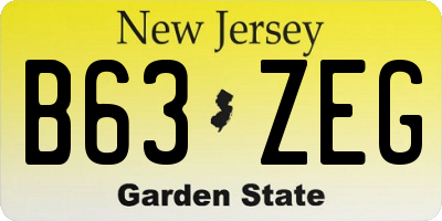 NJ license plate B63ZEG