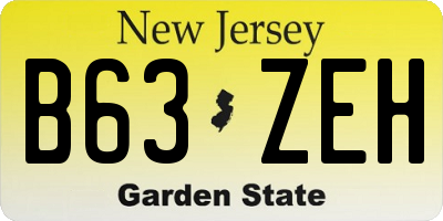 NJ license plate B63ZEH