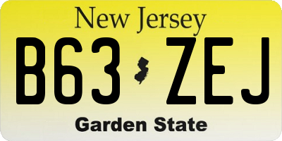 NJ license plate B63ZEJ
