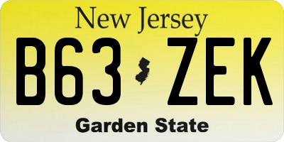 NJ license plate B63ZEK