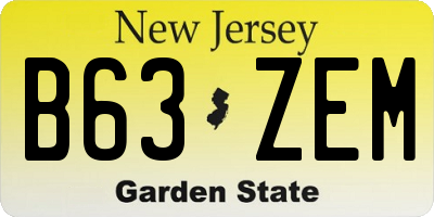NJ license plate B63ZEM