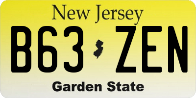 NJ license plate B63ZEN