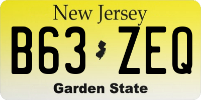 NJ license plate B63ZEQ