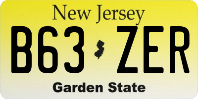 NJ license plate B63ZER