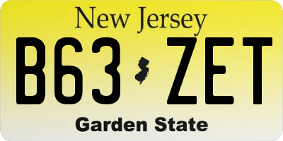 NJ license plate B63ZET