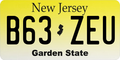 NJ license plate B63ZEU