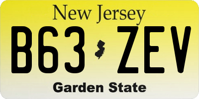 NJ license plate B63ZEV