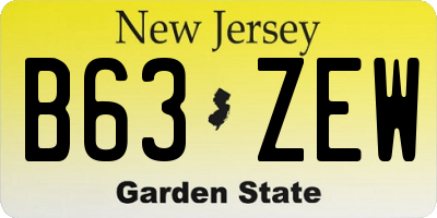 NJ license plate B63ZEW